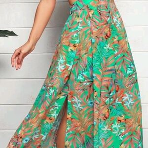 Tropical Green Floral Skirt